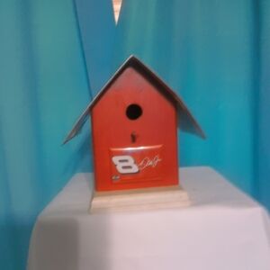 Nascar Red Birdhouse with Silver Roof